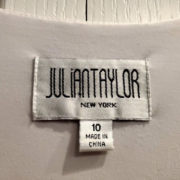Julian Taylor New York Dress White Grey & Black Ruffled Layered ~ Size 10 - Picture 4 of 4